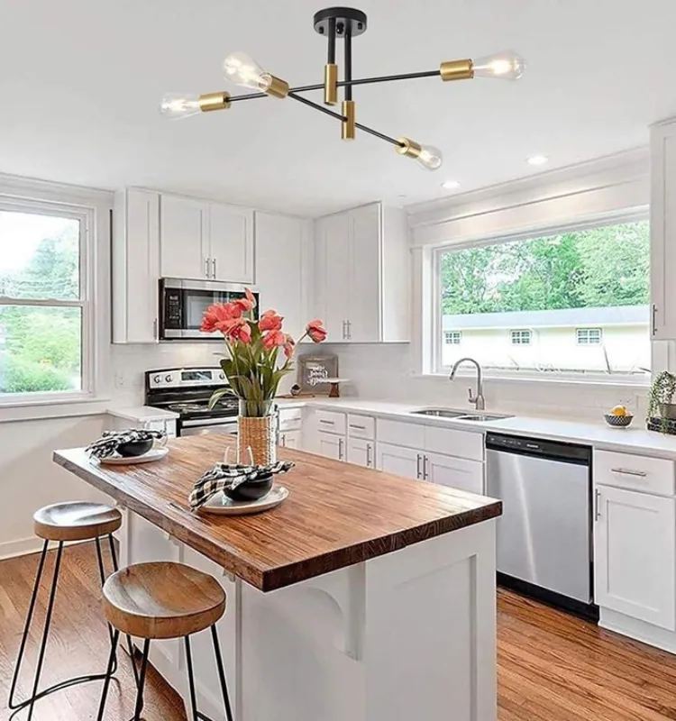 Flush Mount Lighting in Modular Kitchen